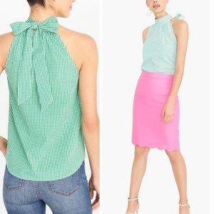 J. Crew Gingham Tie Neck Tank top